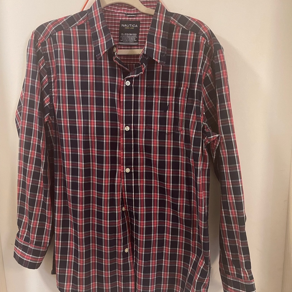 Nautica Women’s Navy and Red Checkered Shirt